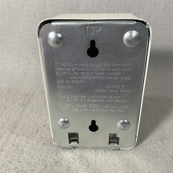 Vintage Sanek Metal Neck Strip Dispenser Refillable Barber Cosmetology White - Picture 4 of 4